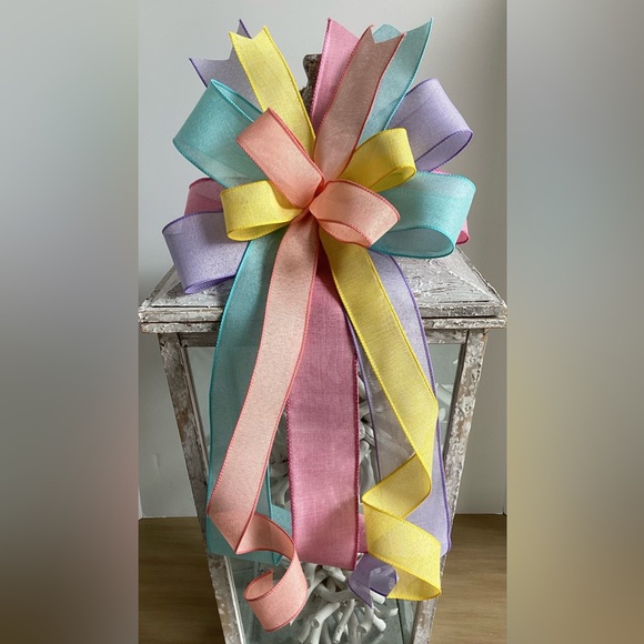 Pastel Easter Bow, Wreath Bow, Wreath Accent, Lantern Bow, & Colorful Easter Bow - Picture 1 of 5